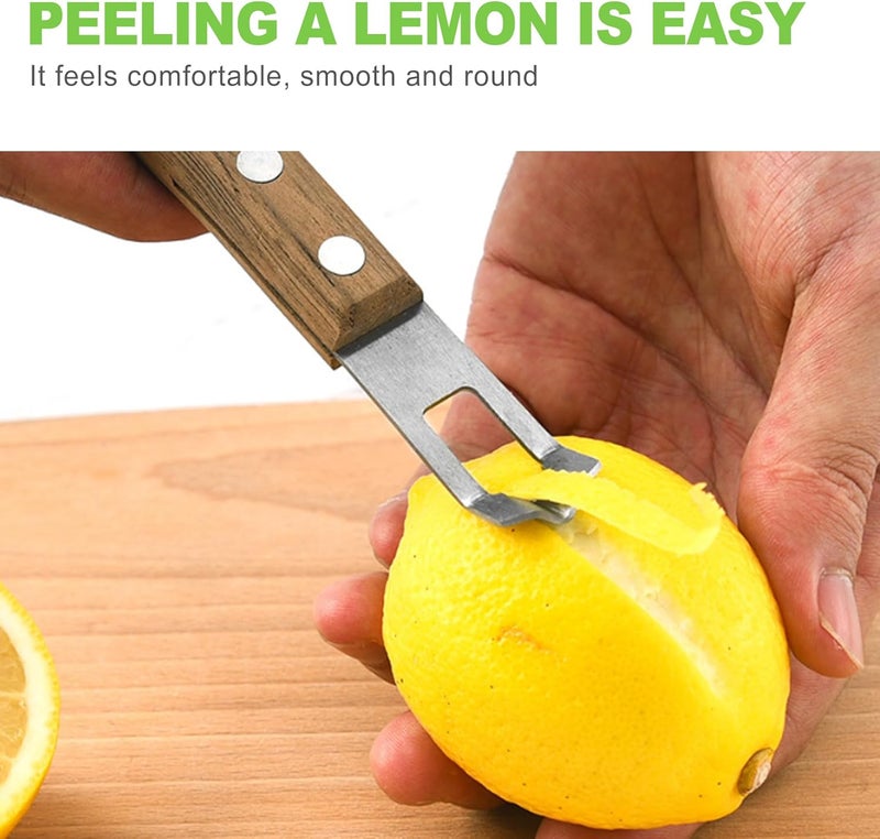 CeroDimo Channel Knife Lemon Peeler - Citrus Zester Tool with Wooden Handle, Stainless Steel Lemon Twist and Orange Peeler, Perfect Bar and Cocktail Garnish Tool - Image 4